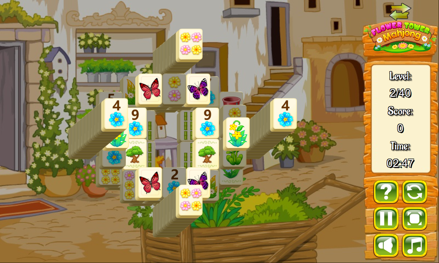 Flower Tower Mahjong Game Next Level Screenshot.