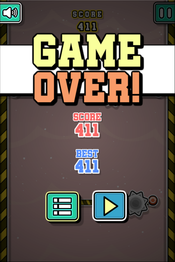 Flying Ball Survival Mode Game Over Screen Screenshot.