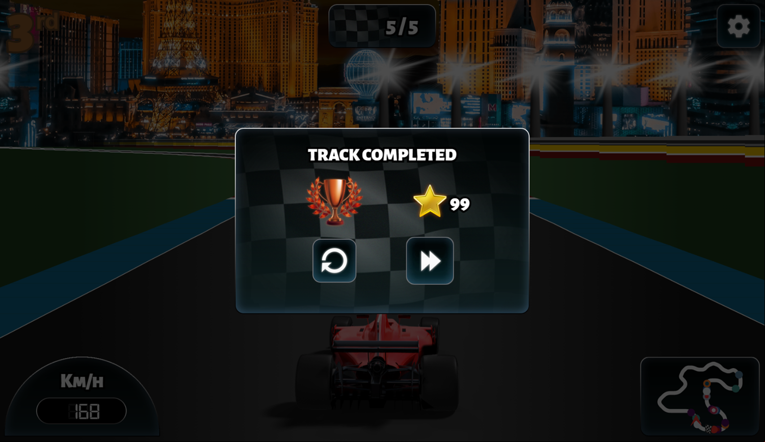 Formula Rush Game Track Completed Screenshot.
