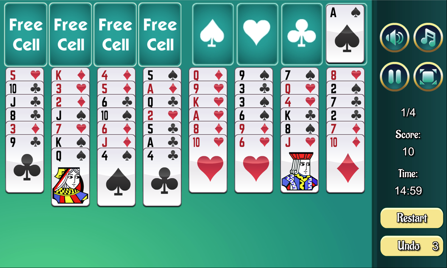 Freecell Extreme Game Screenshot.
