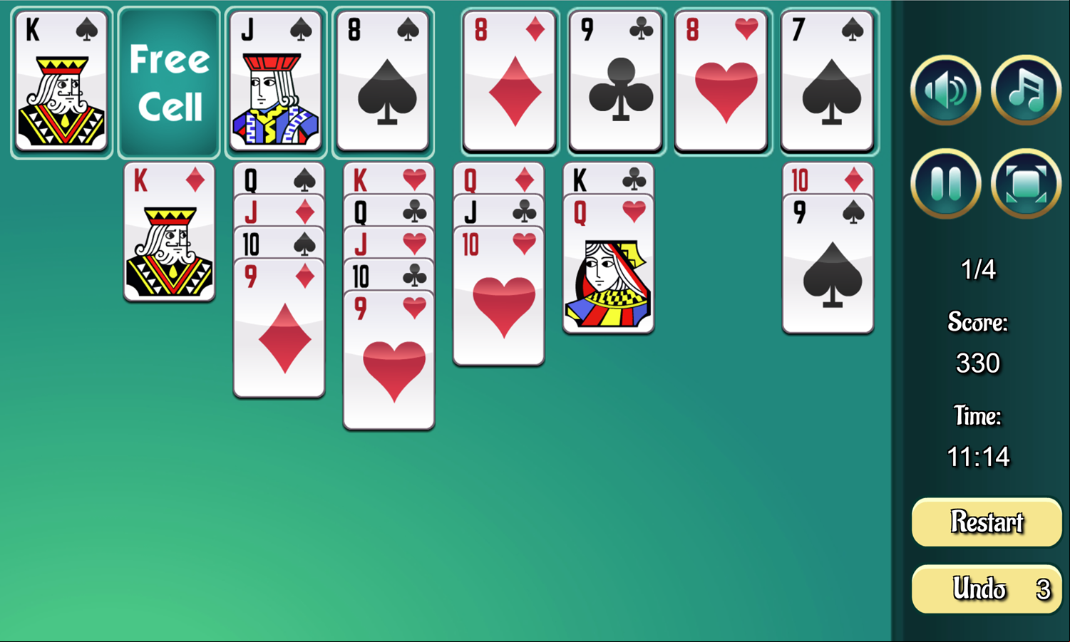 Freecell Extreme Gameplay Screenshot.