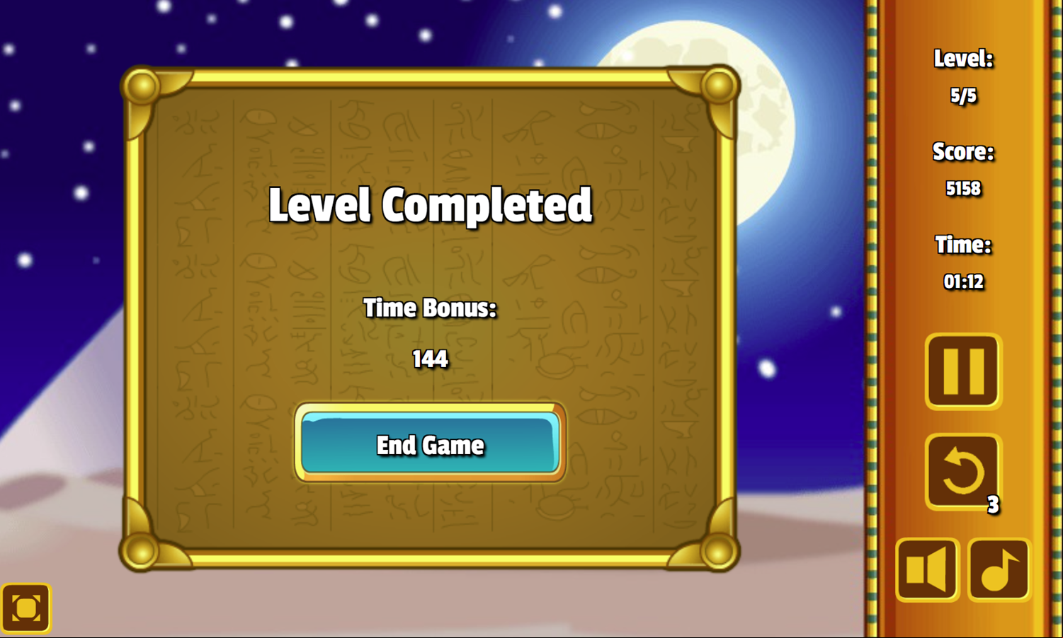 Freecell Giza Solitaire Final Level Beat Screenshot.