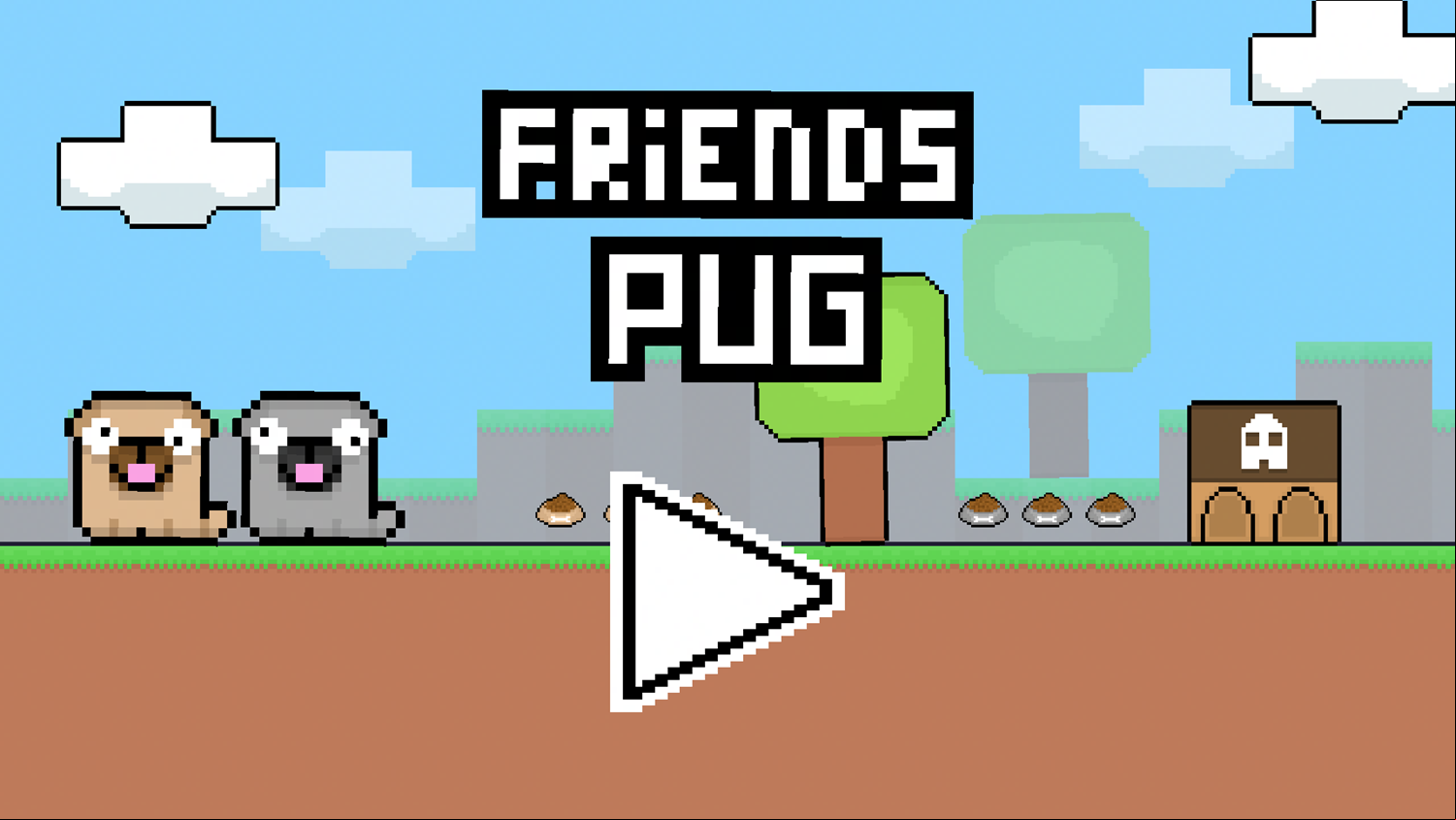 Friends Pug Game Welcome Screen Screenshot.