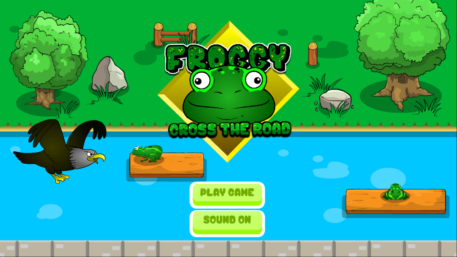 Froggy Cross The Road Game Welcome Screen Screenshot.