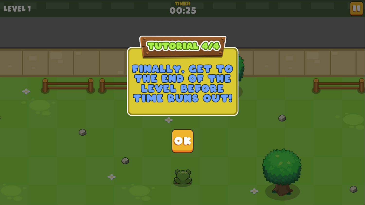 Frogie Cross the Road Game Help Screen Timer Screenshot.