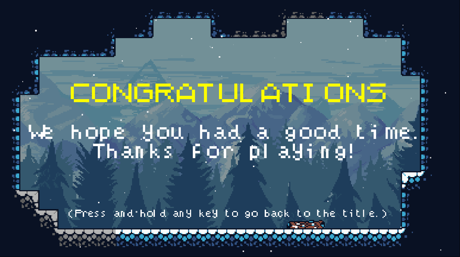 Frostbound Game Beat Screen Screenshot.