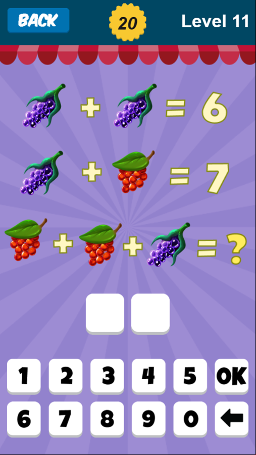 Fruit Math Game Level Progress Screenshot.
