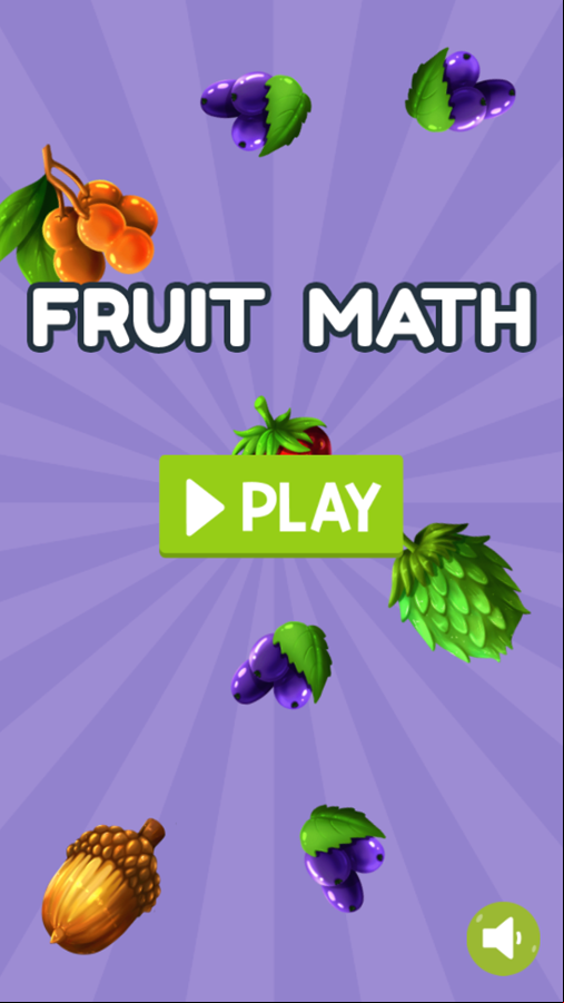 Fruit Math Game Welcome Screen Screenshot.