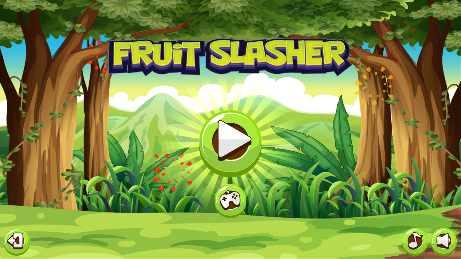 Fruit Slasher Game Welcome Screen Screenshot.