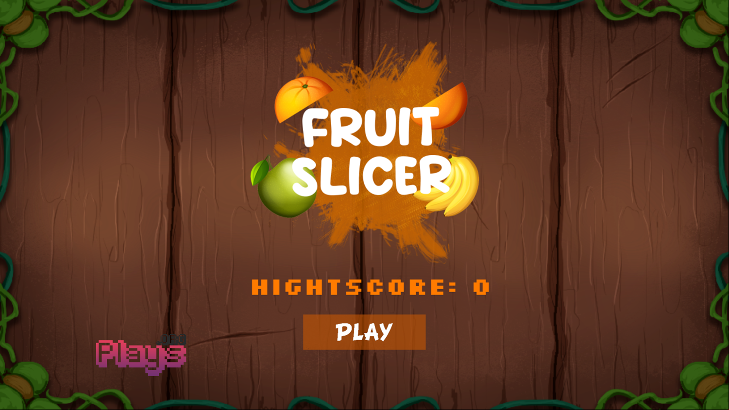 Fruit Slicing Game Welcome Screen Screenshot.