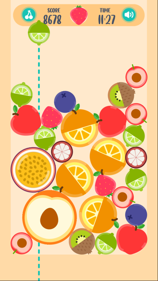 Fruit Watermelon Merge Game Progress Screenshot.