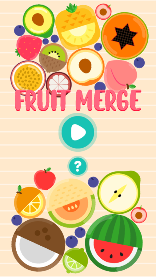 Fruit Watermelon Merge Game Welcome Screen Screenshot.