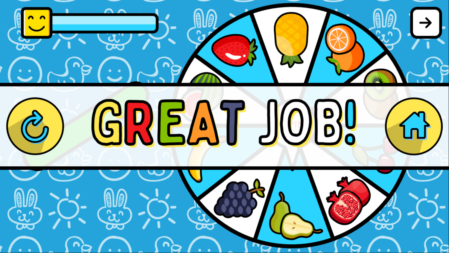 Fruit Wheel Game Complete Screenshot.