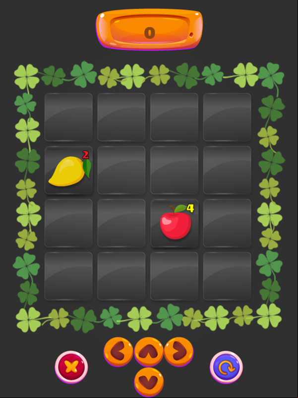 Fruits 2048 Game Start Screenshot.