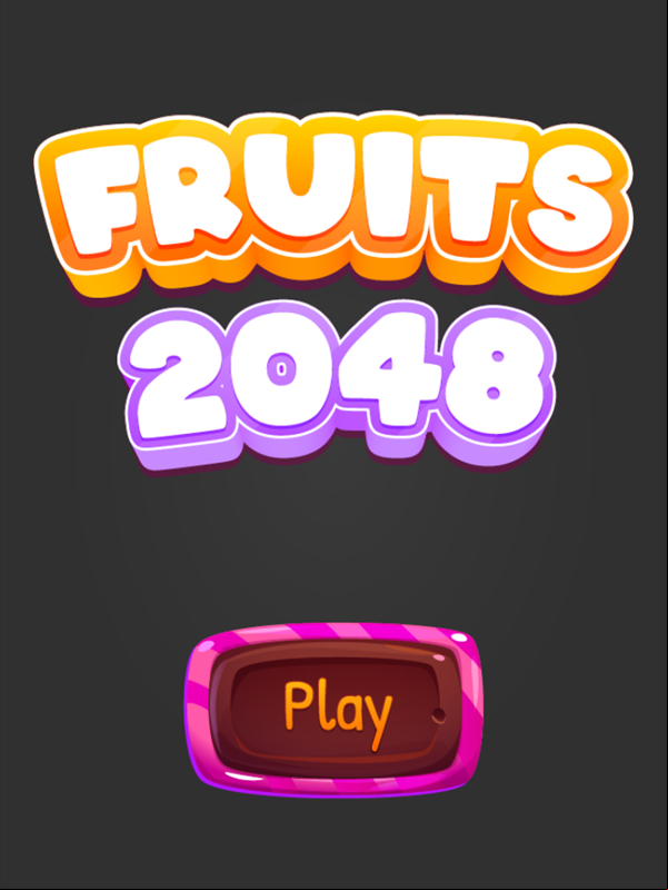 Fruits 2048 Game Welcome Screen Screenshot.