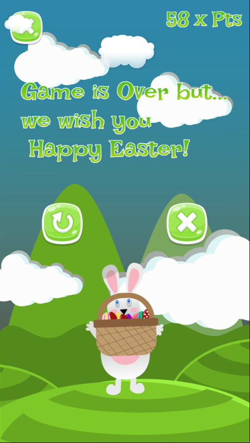 Funny Bunny Game Over Screen Screenshot.