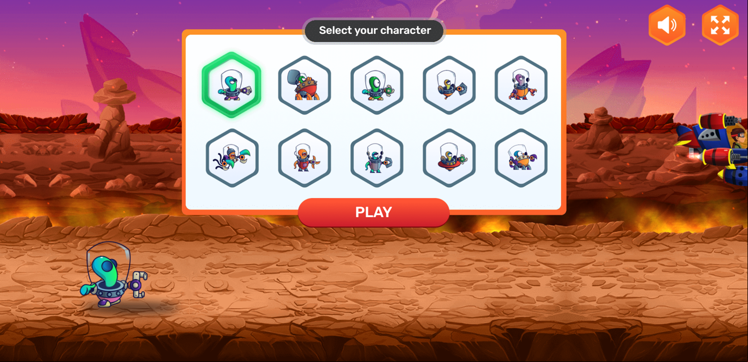 Galactic Geeks Game Character Select Screen Screenshot.