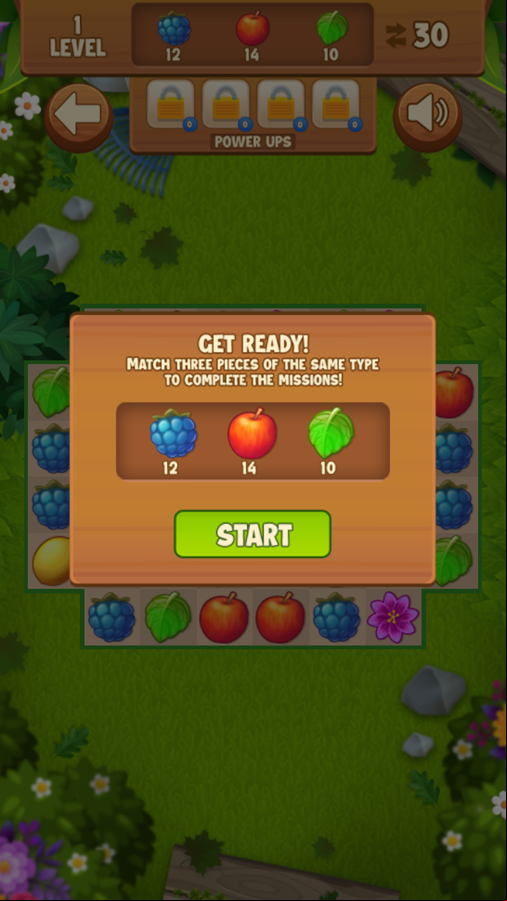 Garden Match Saga Game Level Goal Screenshot.