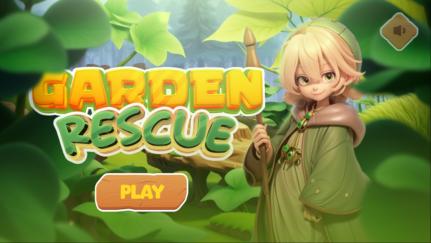 Garden Rescue Game Welcome Screen Screenshot.