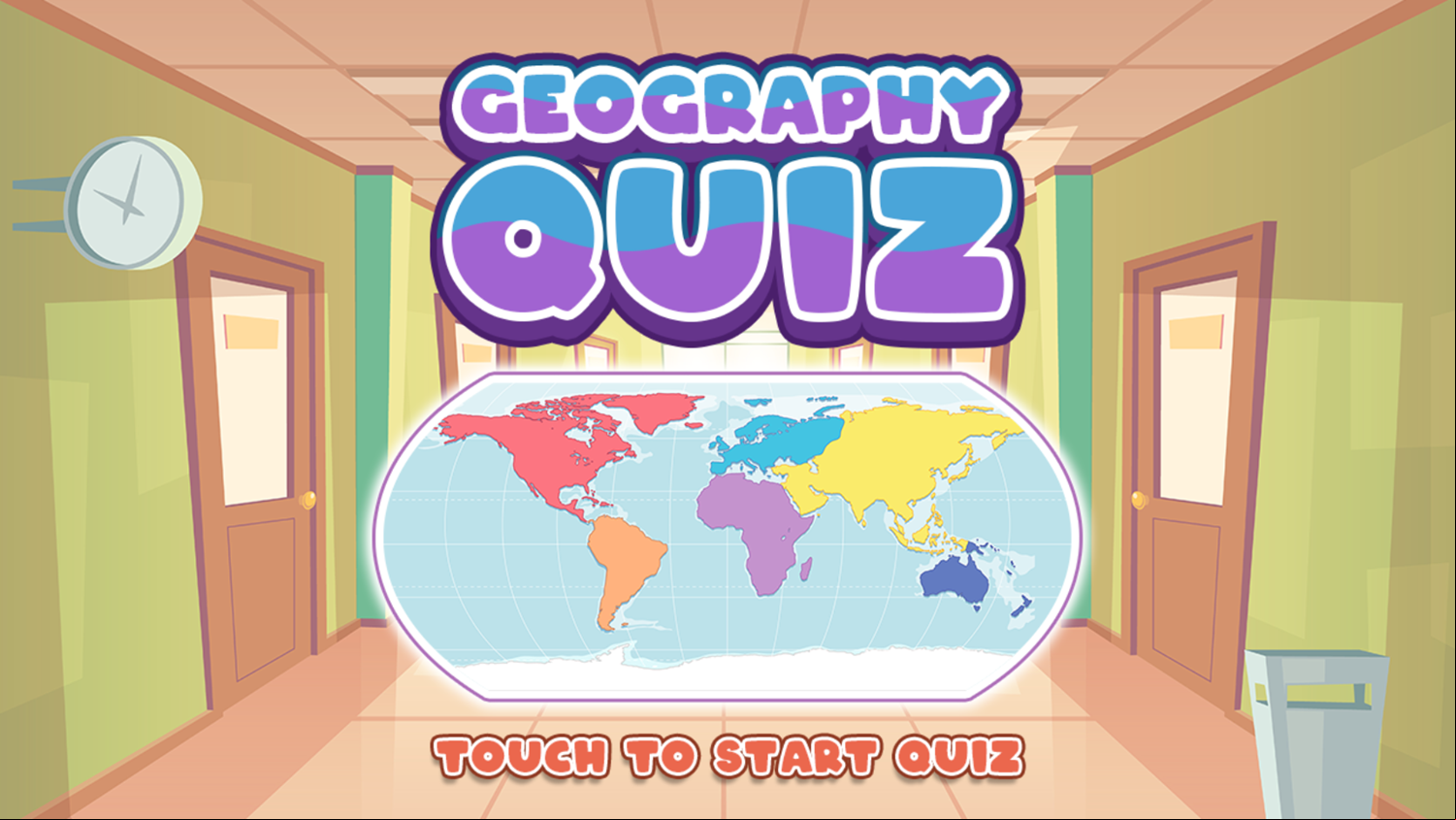 Geography Quiz Game Welcome Screen Screenshot.