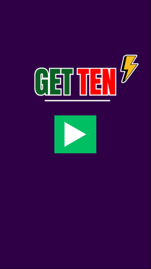 Get Ten V2 Game Welcome Screen Screenshot.