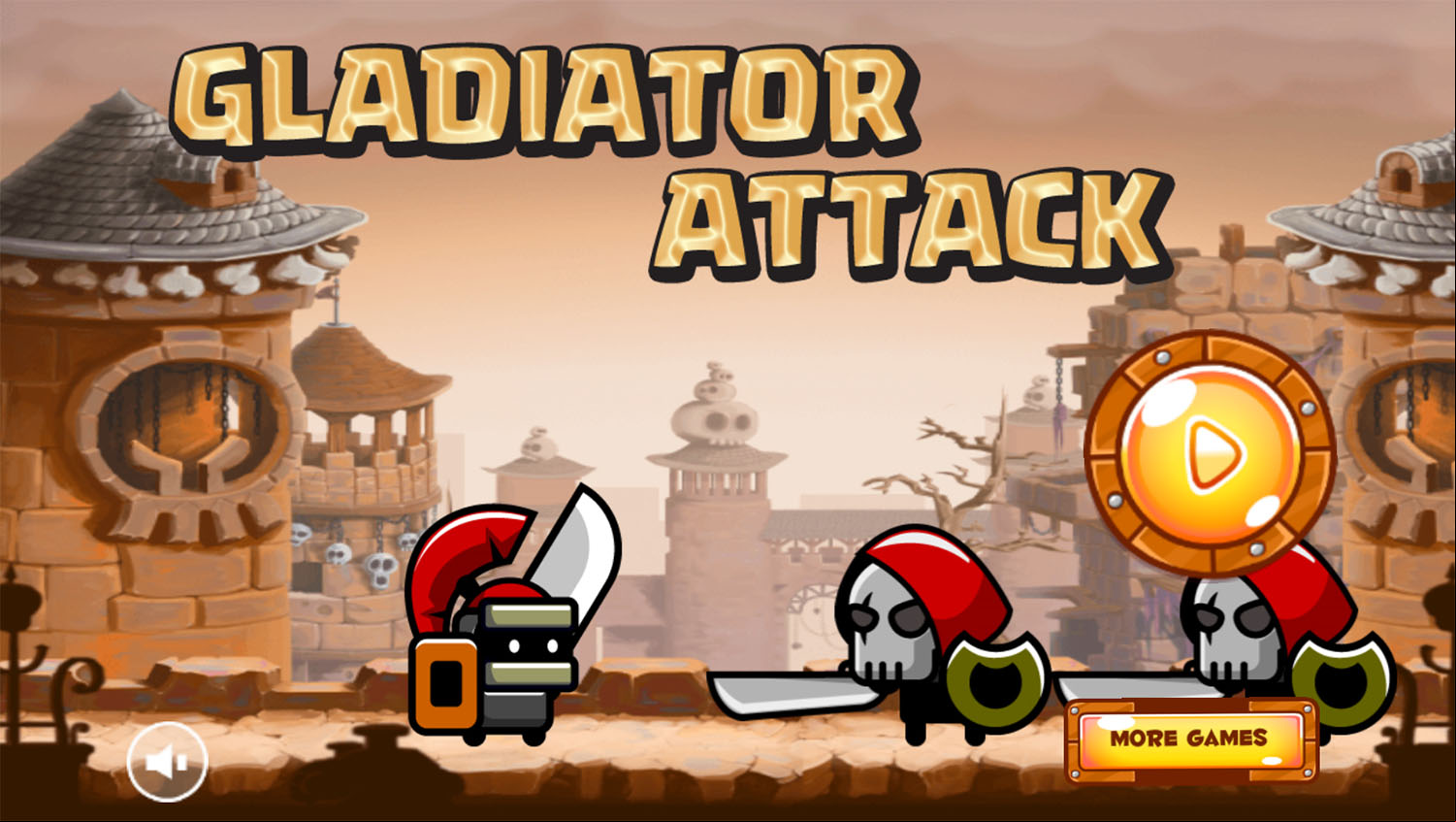 Gladiator Attack Game Welcome Screen Screenshot.