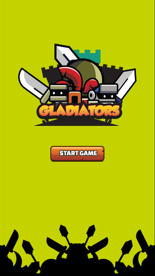 Gladiators Game Welcome Screen Screenshot.