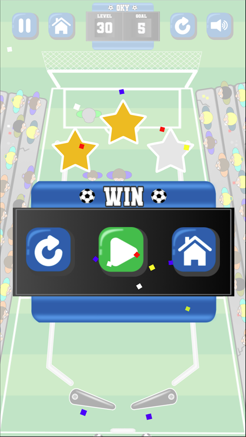 Goal Pinball Game Level Complete Screen Screenshot.