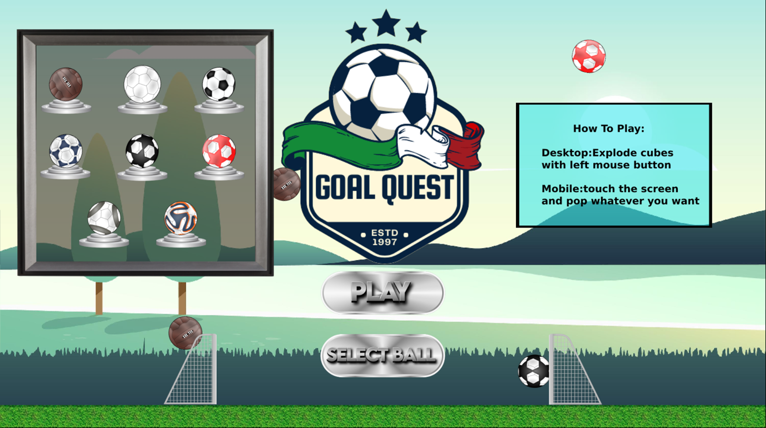 Goal Quest Game Select Ball Screenshot.