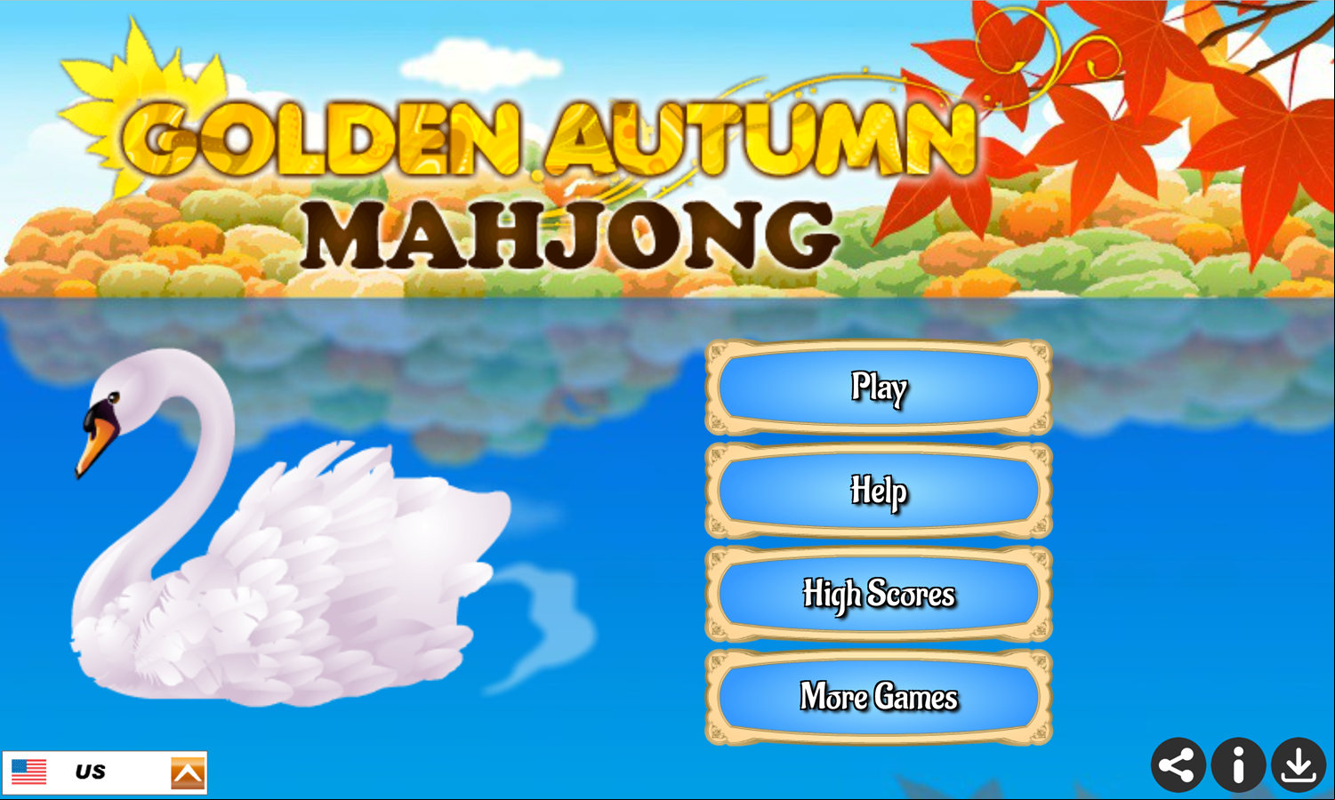 Golden Autumn Mahjong Game Welcome Screen Screenshot.
