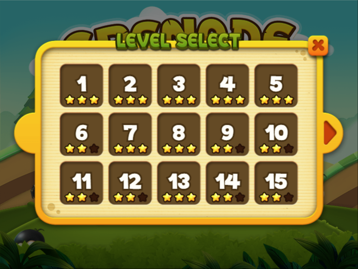 Grenade Toss Game Level Select Screen Screenshot.