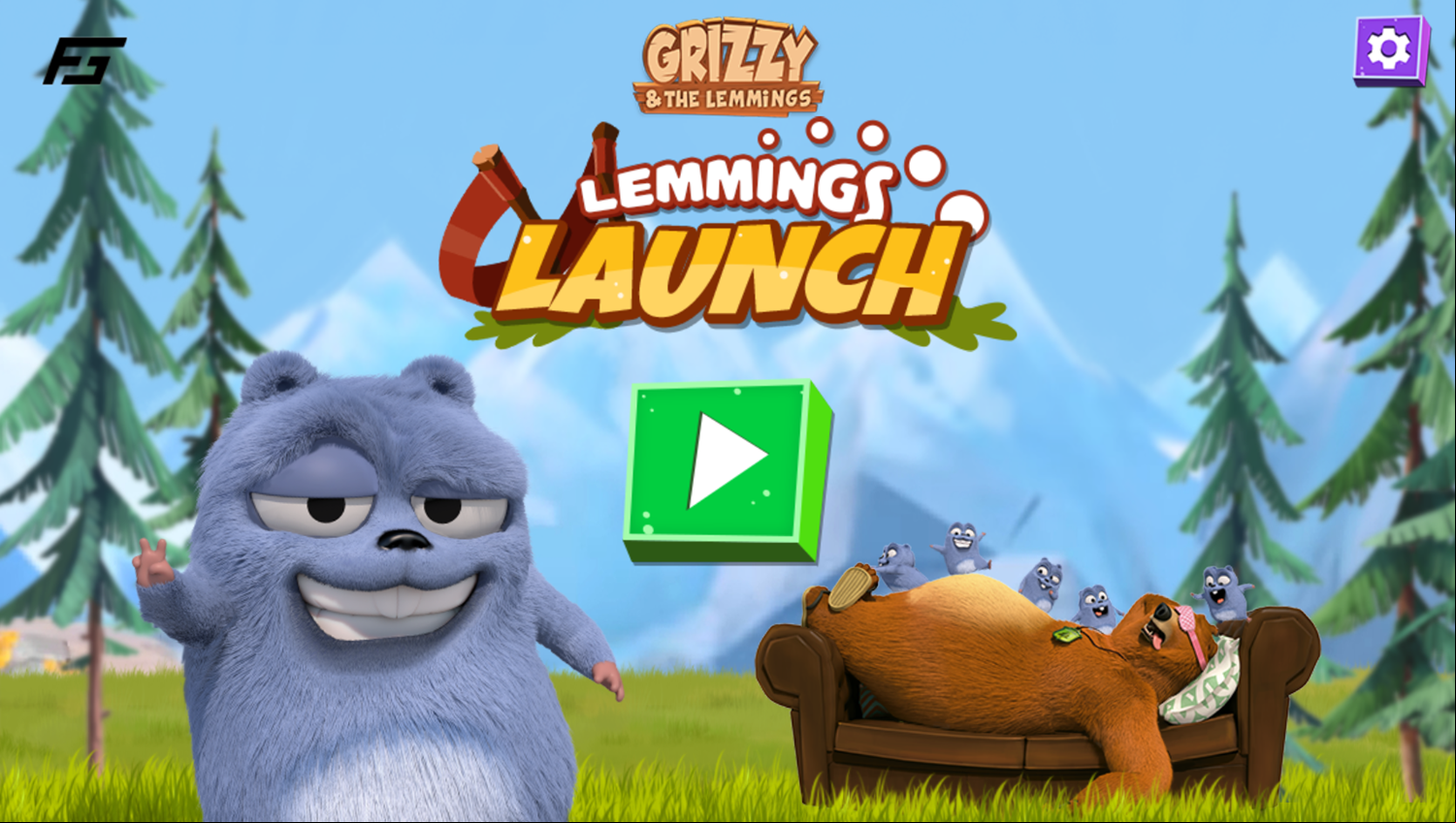 Grizzy and the Lemmings Lemmings Launch Game Welcome Screen Screenshot.