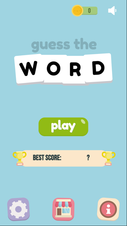 Guess The Word Game Welcome Screen Screenshot.