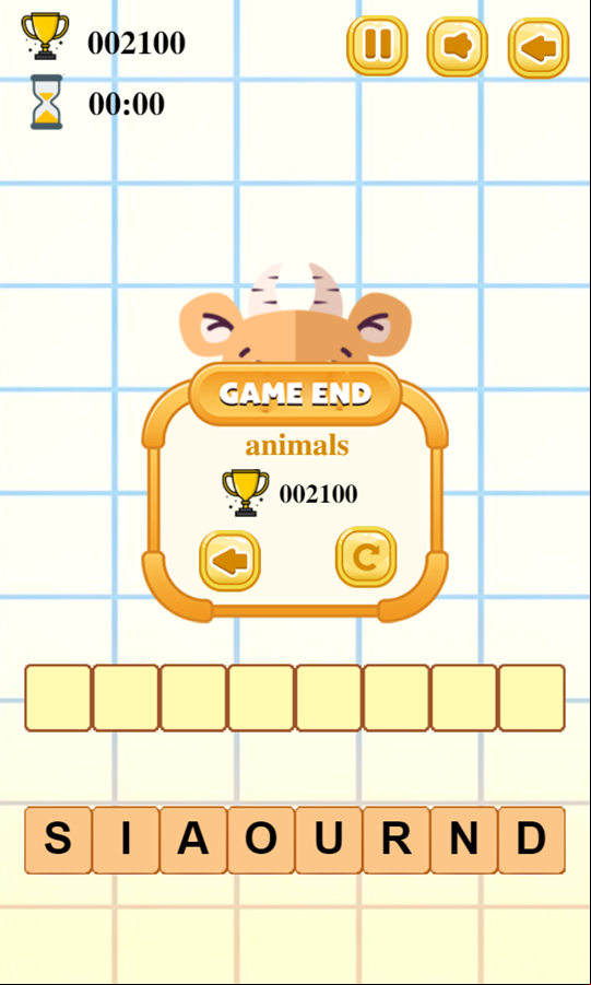 Guess Word Game End Screenshot.