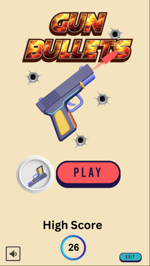 Gun Bullets Game High Score Screenshot.