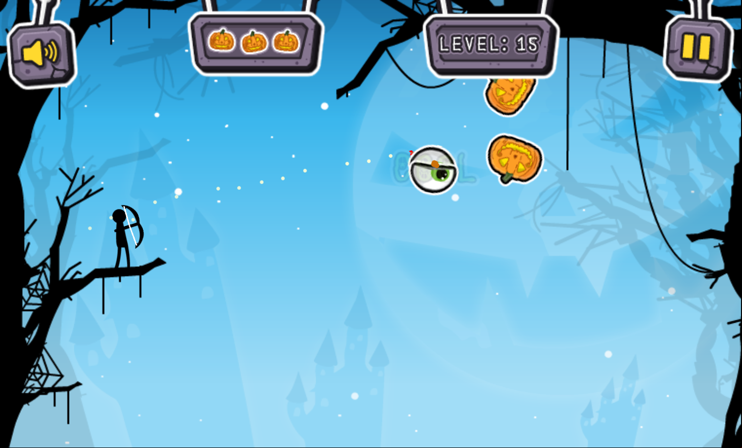 Halloween Archer Game Arrow Hitting Target Screenshot.