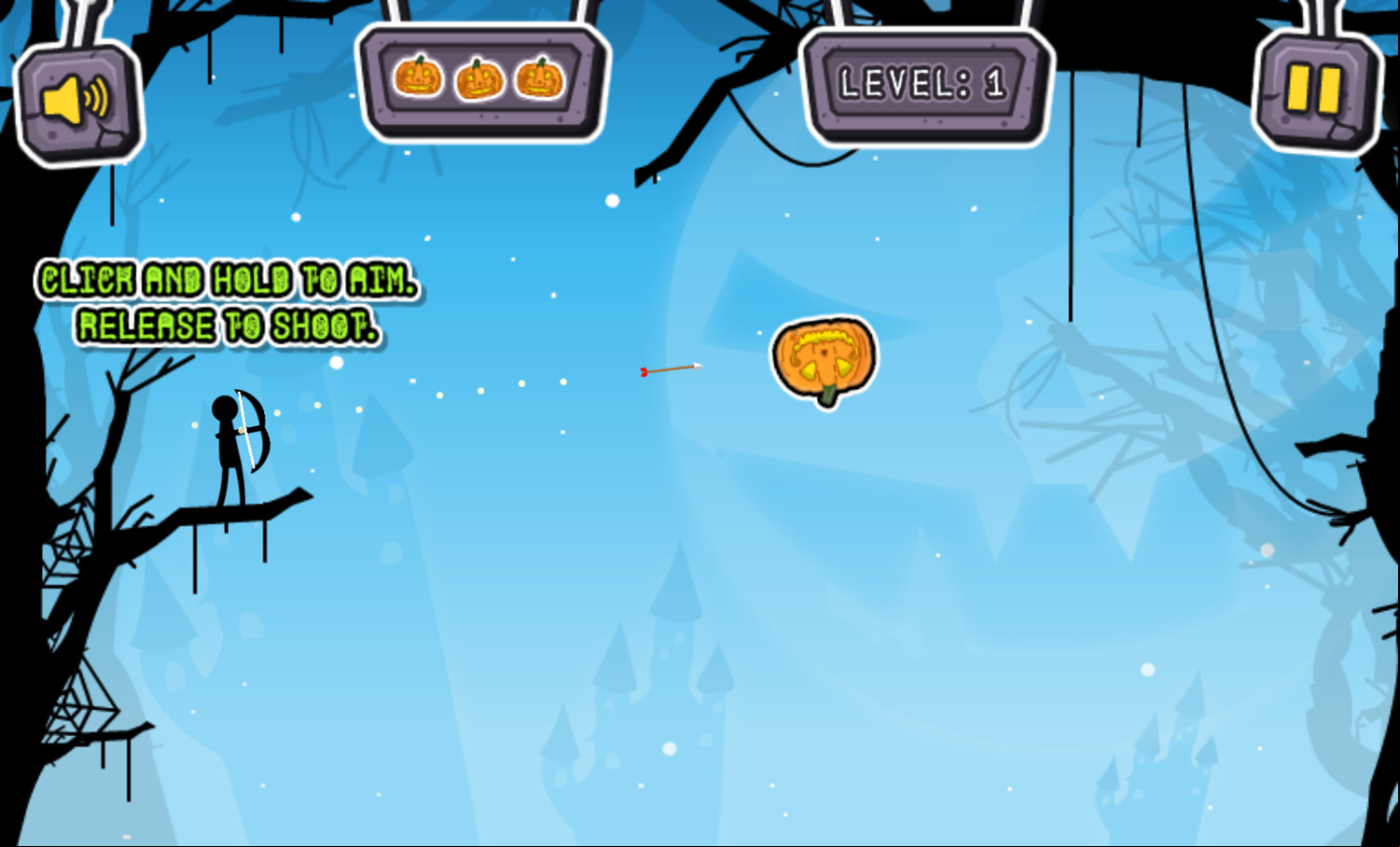 Halloween Archer Game How to Play Screen Screenshot.