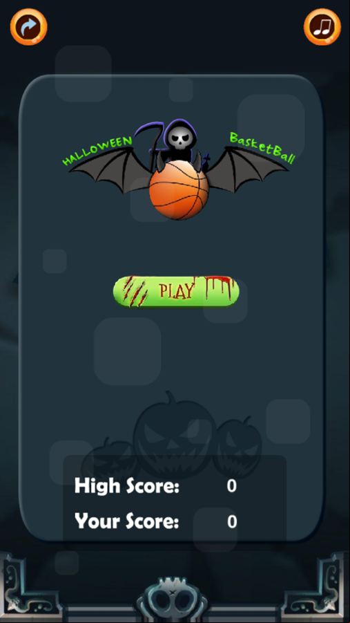 Halloween Basketball Game Welcome Screen Screenshot.
