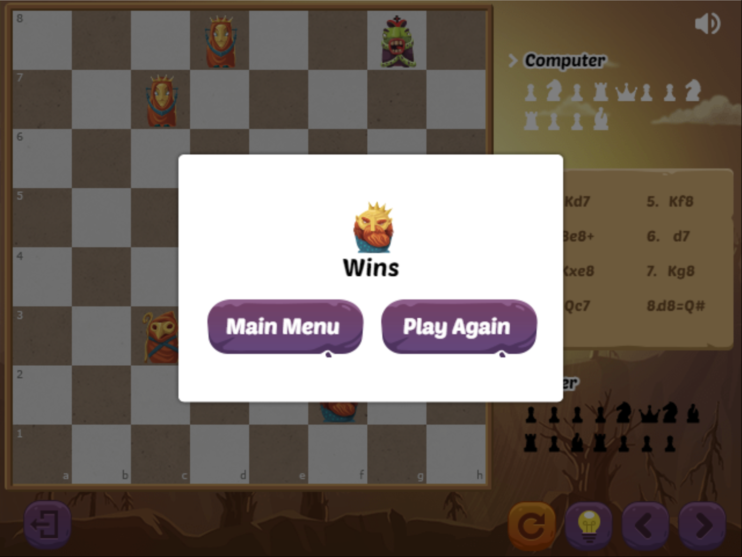 Halloween Chess Game Won Screen Screenshot.