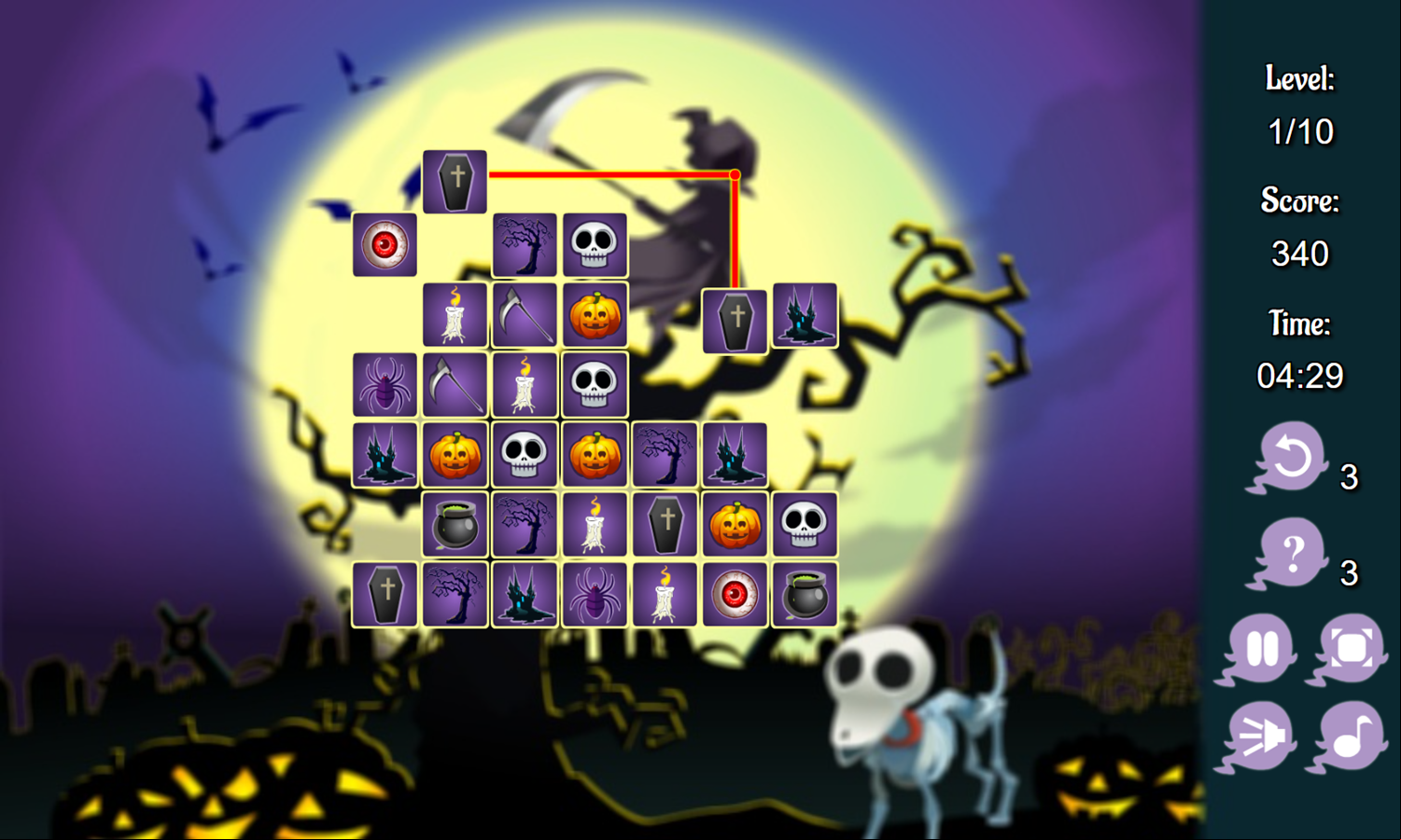 Halloween Connect Game Play Screenshot.
