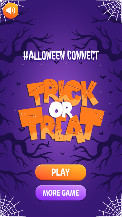 Halloween Connect Trick or Treat Game Welcome Screen Screenshot.