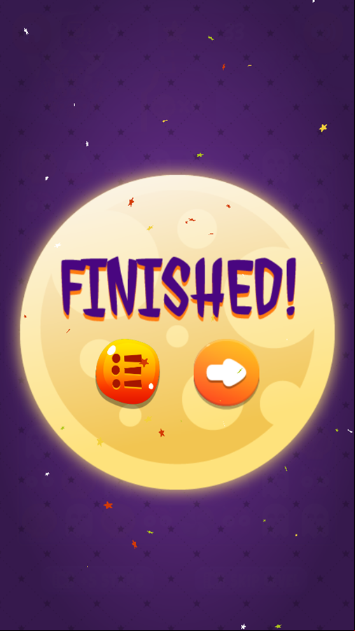 Halloween Match 3 Game Level Finished Screenshot.
