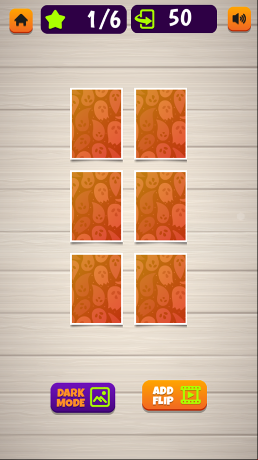 Halloween Memory Card Game Level Start Screenshot.