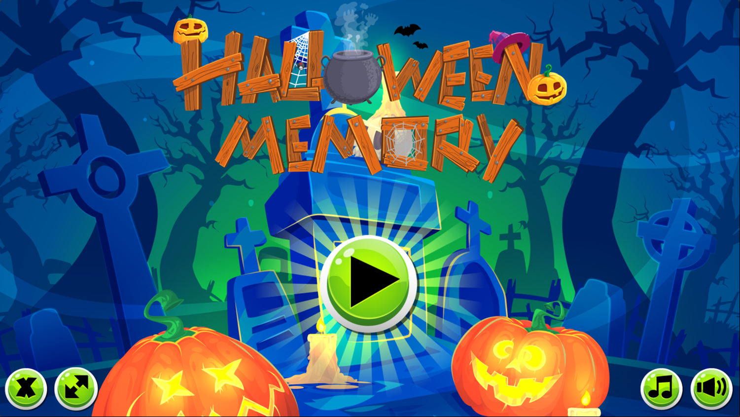 Halloween Memory Game Welcome Screen Screenshot.