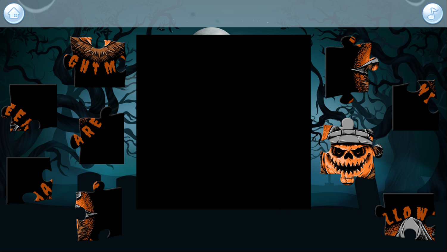Halloween Puzzles Game Start Screenshot.
