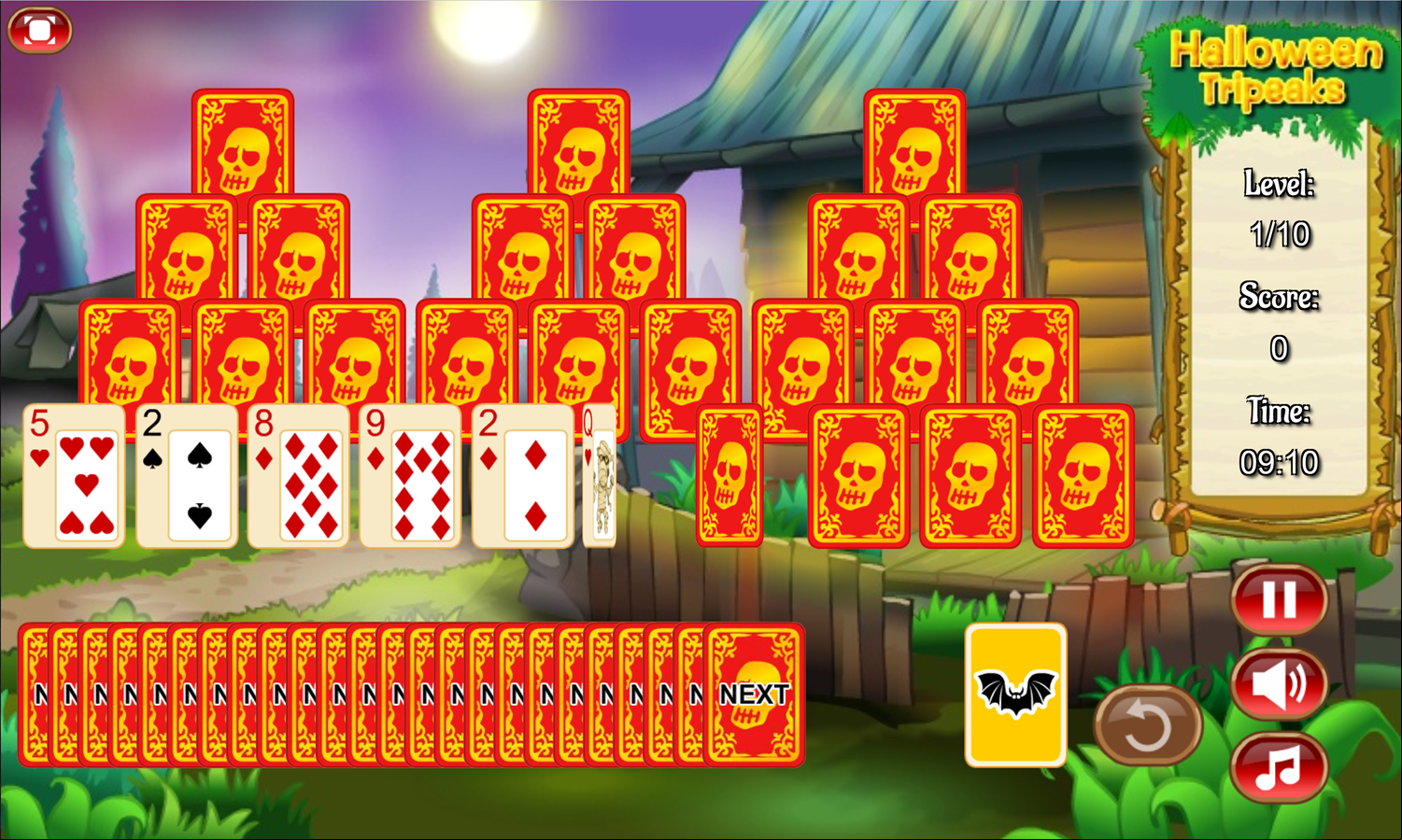 Halloween Tripeaks Game Screenshot.