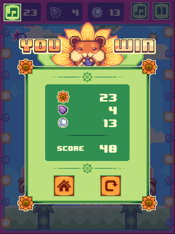 Hamster Roll Game You Win Screenshot.
