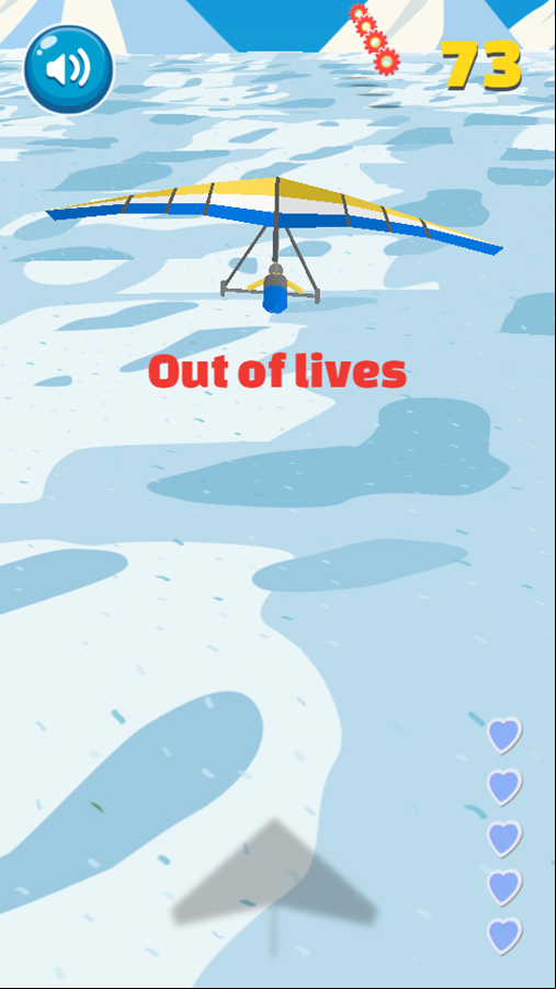 Hang Glider Game Out Of Lives Screenshot.