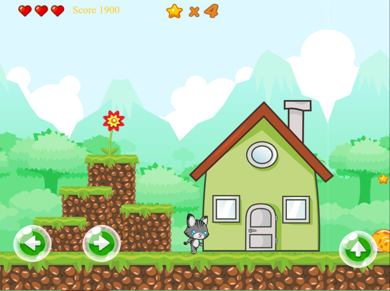 Happy Cat Adventure Game Level Complete Screenshot.