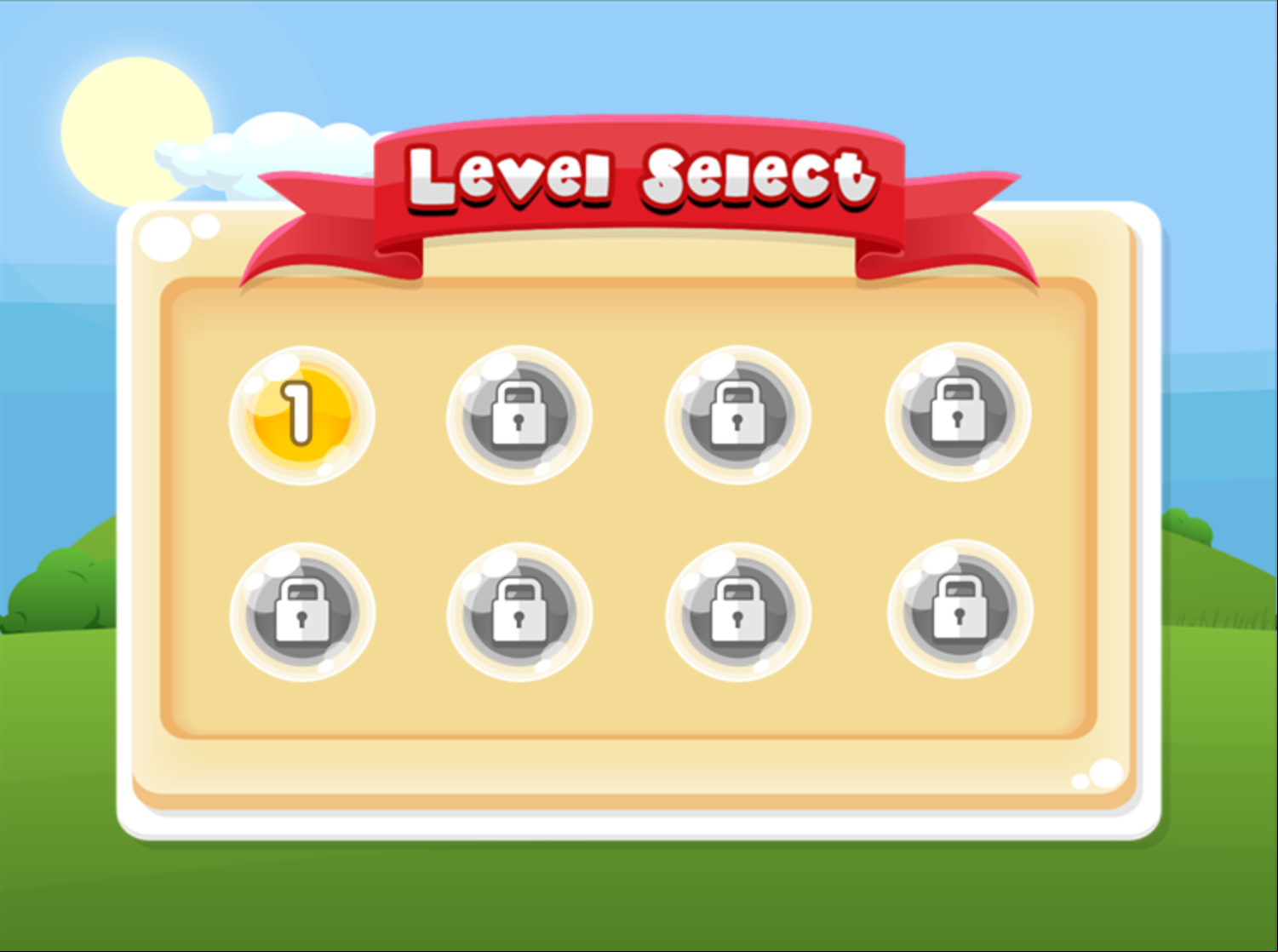 Happy Cat Adventure Game Level Select Screenshot.